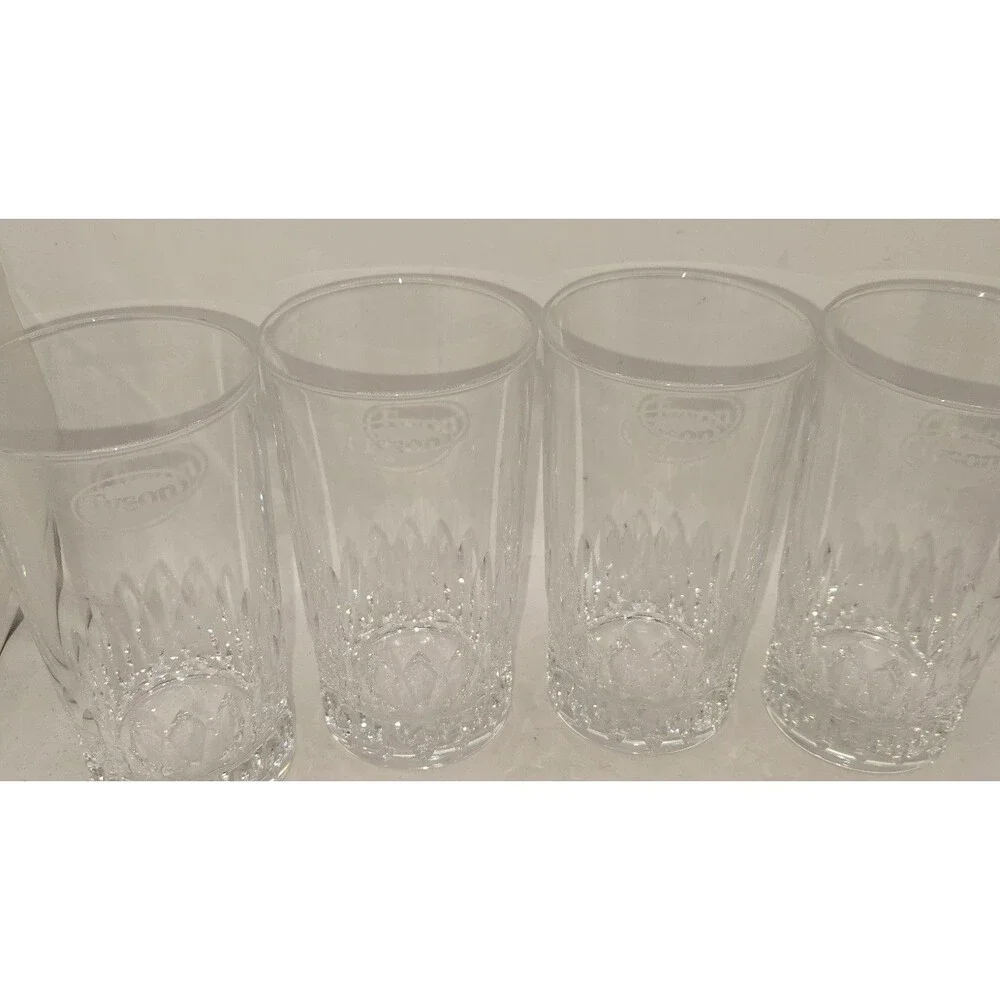 set of 4 TYSON Foods Crystal Glass Highball Glasses chicken arkansas cocktail